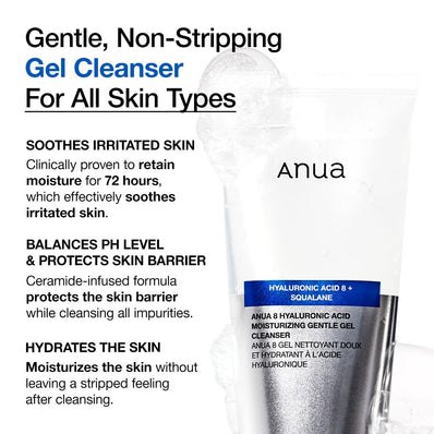Anua - Hyaluronic Acid 8+ Squalane Moisturizing Gentle Gel Cleanser